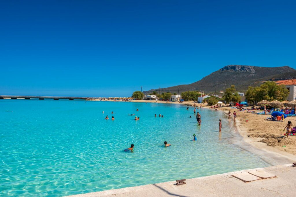 Beautiful view of Diakofti beach in Kythira island, Greece